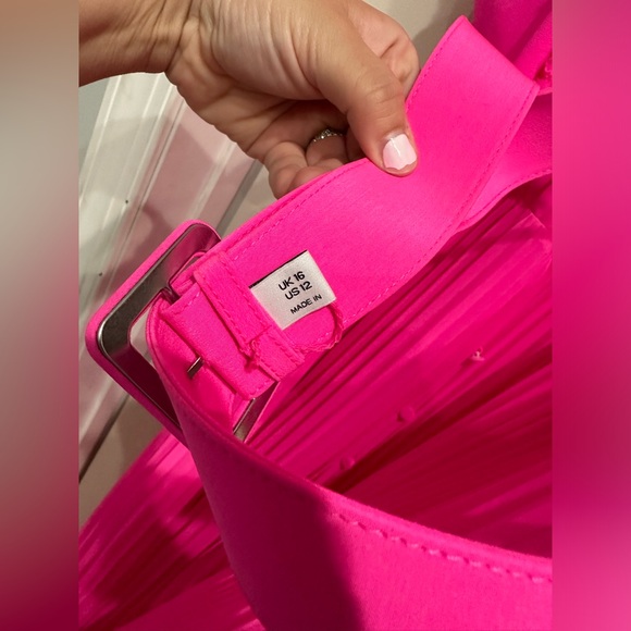 SELF PORTRAIT CHIFFON MIDI RUFFLE PLEADED PINK DRESS 12 - Picture 9 of 11